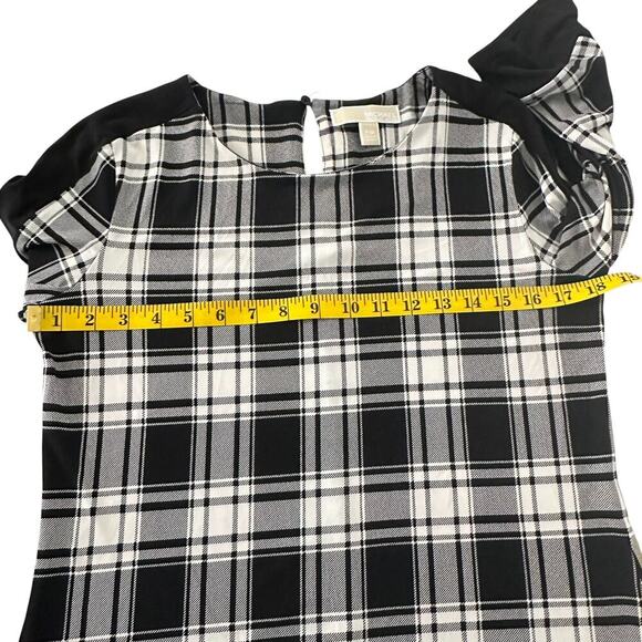 MICHAEL KORS Black and White Plaid Pullover Mini Dress 60s Style (P\M) - Picture 11 of 14